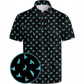 高尔夫球衫速干短袖男士装热升华印花吸湿排汗武功秘籍男式Polo衫