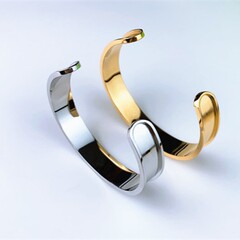 低価格の工場価格の対外貿易のアクセサリの欧米の新型の彫刻の18kの金のチタンの鋼の女性の金の開口の円形の溝のブレスレット