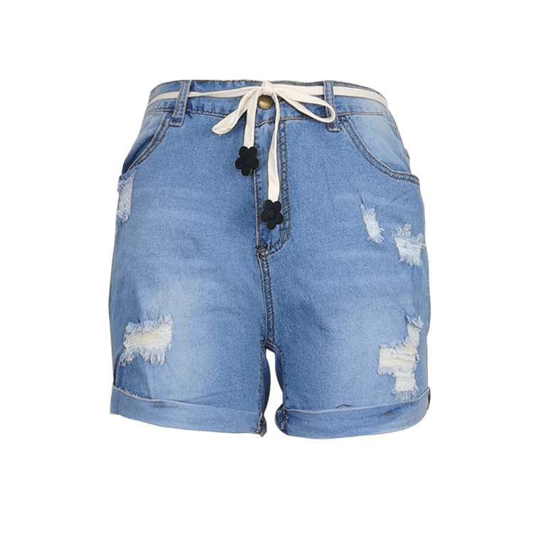 shorts de mezclilla rasgados con estampado de tallas grandes NSWL135263