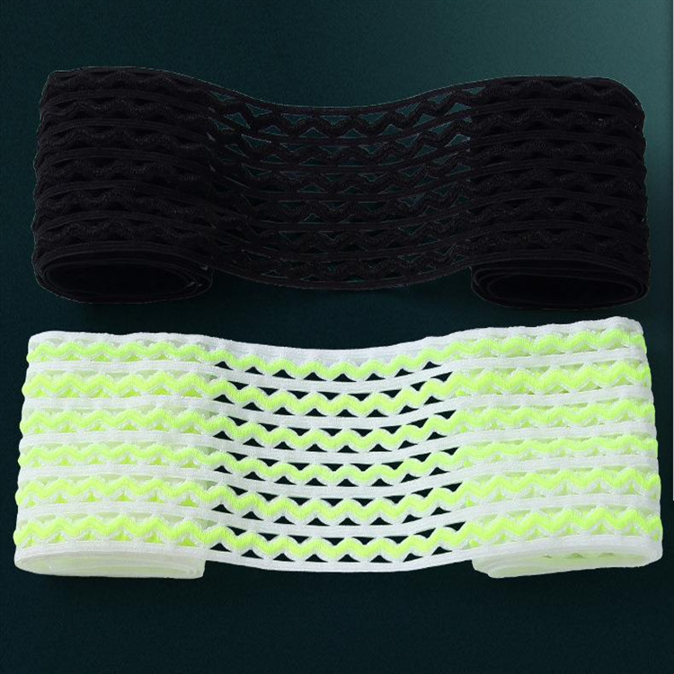 水浪形白色黑色弹力带彩色水波浪松紧带 透明条纹有色橡筋裙腰带