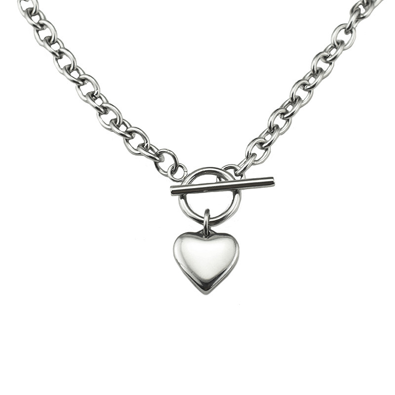 Niche Design Sense Instagram Love Pendant Collar Chain OT Buckle Netizen Hip Hop Bounce Di Peach Heart Cold Wind_voghion.com