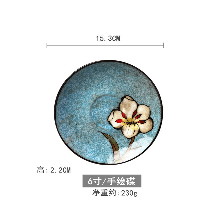 創意的な手描きの釉薬の下で色彩の陶磁器の皿の家庭用の野菜の皿の冷たい野菜の皿の果物のお菓子の皿の6寸は骨の皿のかすの皿を吐きます。|undefined