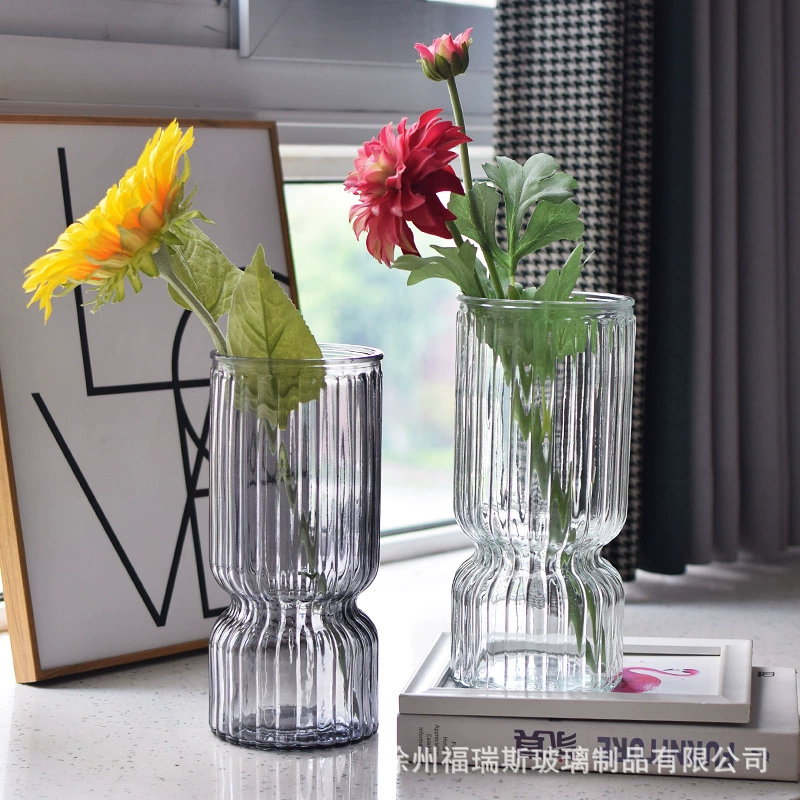 Скандинавский стиль минималистская стеклянная ваза прозрачная розовая лилия богатая бамбуковая ваза для гостиной обеденный стол цветочная композиция