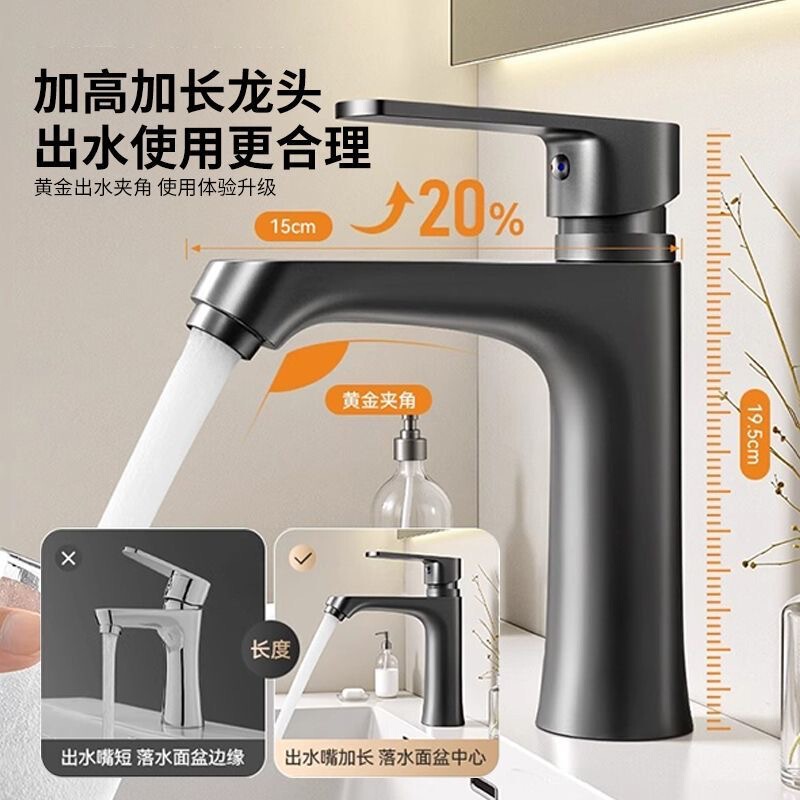 Gun Gray Tianxiang Washbasin Faucet with Hot and Cold Water, Household Engineering Basin Under-Counter Faucet Manufacturer Gun Gray Tianxiang Washbasin Faucet with Hot and Cold Water, Household Engineering Basin Under-Counter Faucet Manufacturer