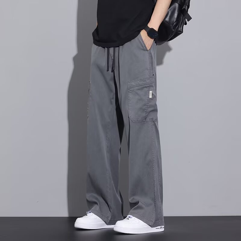 Pantalones casuales de hombre verano transfronterizo delgados pantalones de piernas largas 2025 nuevos pantalones rectos sueltos resistentes al desgaste