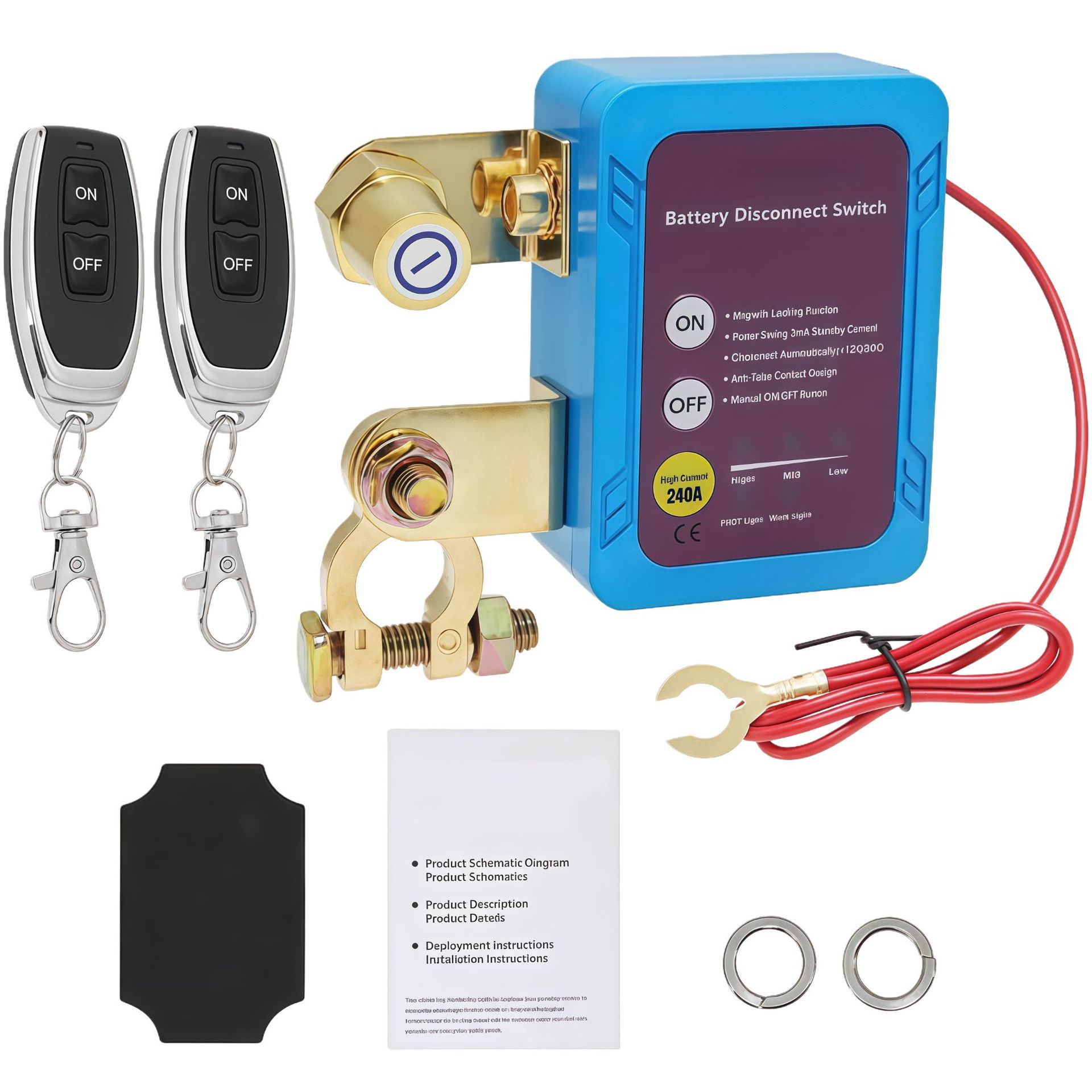 Remote Control Car Battery Disconnect Switch for Vehicles and Boats 12V-24V Smart Battery Disconnector