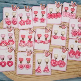 Baby Cute Cartoon Earrings Girl Sweet Bow Small Hat Ear Pendant False Earrings Earrings Pendant