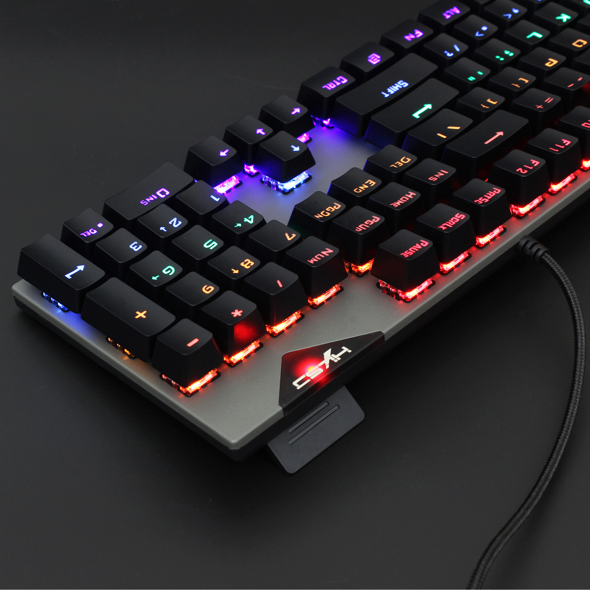 Mechanische Tastatur in arabischer Sprache mit 104 Tasten, blauer Achse und mehr als 20 Arten von Tastaturen mit bunter Beleuchtung_voghion.com