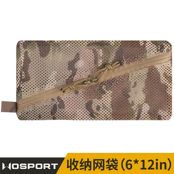 Wosport Camouflage Storage Mesh Bag (6*12in) Outdoor Tactical Sports Accessory Miscellaneous Bag with Split Zipper