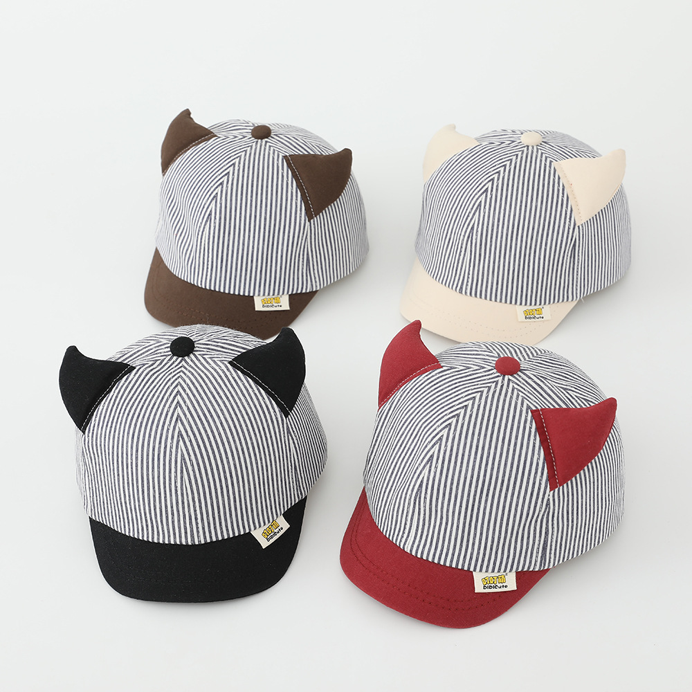 Kinderzonnehoedje UPF 50+ voor de lente en herfst, gestreept duiveltje babyhoedje met zachte rand, gepersonaliseerd in Ins Style, 6-24 maanden, zomer_voghion.com