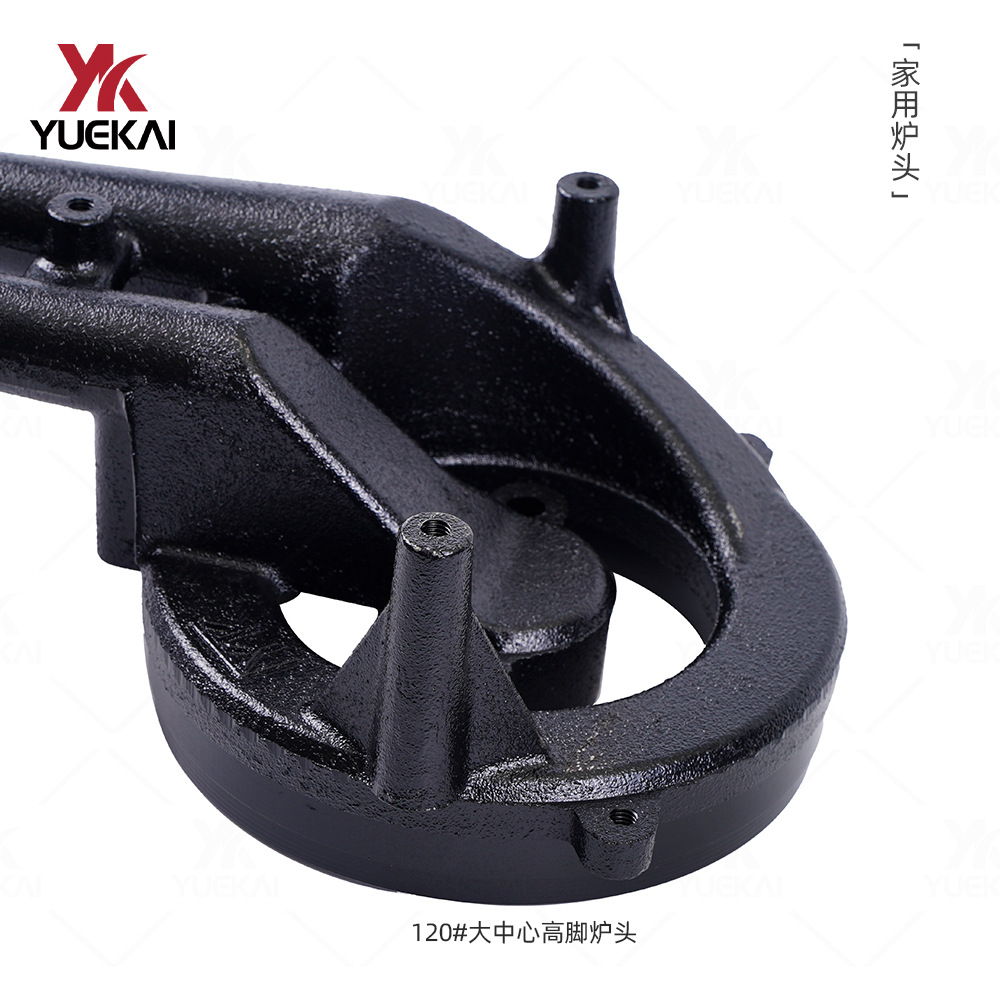 Yuekai120# gran centro alto pie hierro fundido cabeza de horno integrado formado casero incrustado estufa de gas de carbón cocina duradera