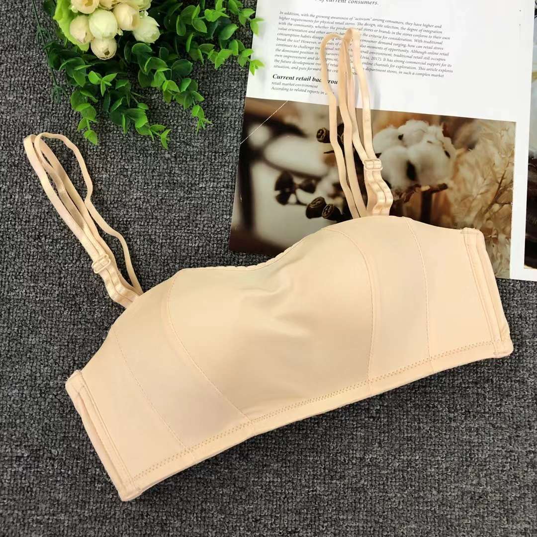 Nuevo sujetador inalámbrico moda encaje jacquard transpirable cómodo clásico tres breasted ropa interior para las mujeres al por mayor image 4