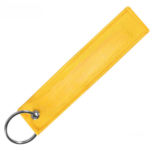 FREEDOM KEY Embroidered Keychain Racing Keychain Yellow Background Black Letter Embroidery Motorcycle Car Keychain