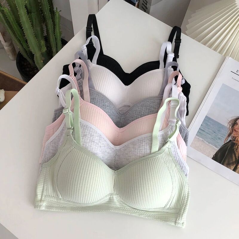 Japanese-Style Simple Bra for Girls, Wireless Underwear for Female High School Students, Small Chest, Push-Up, Sagging Prevention, Side Breast Collection, Thin Japanese-Style Simple Bra for Girls, Wireless Underwear for Female High School Students, Small Chest, Push-Up, Sagging Prevention, Side Breast Collection, Thin