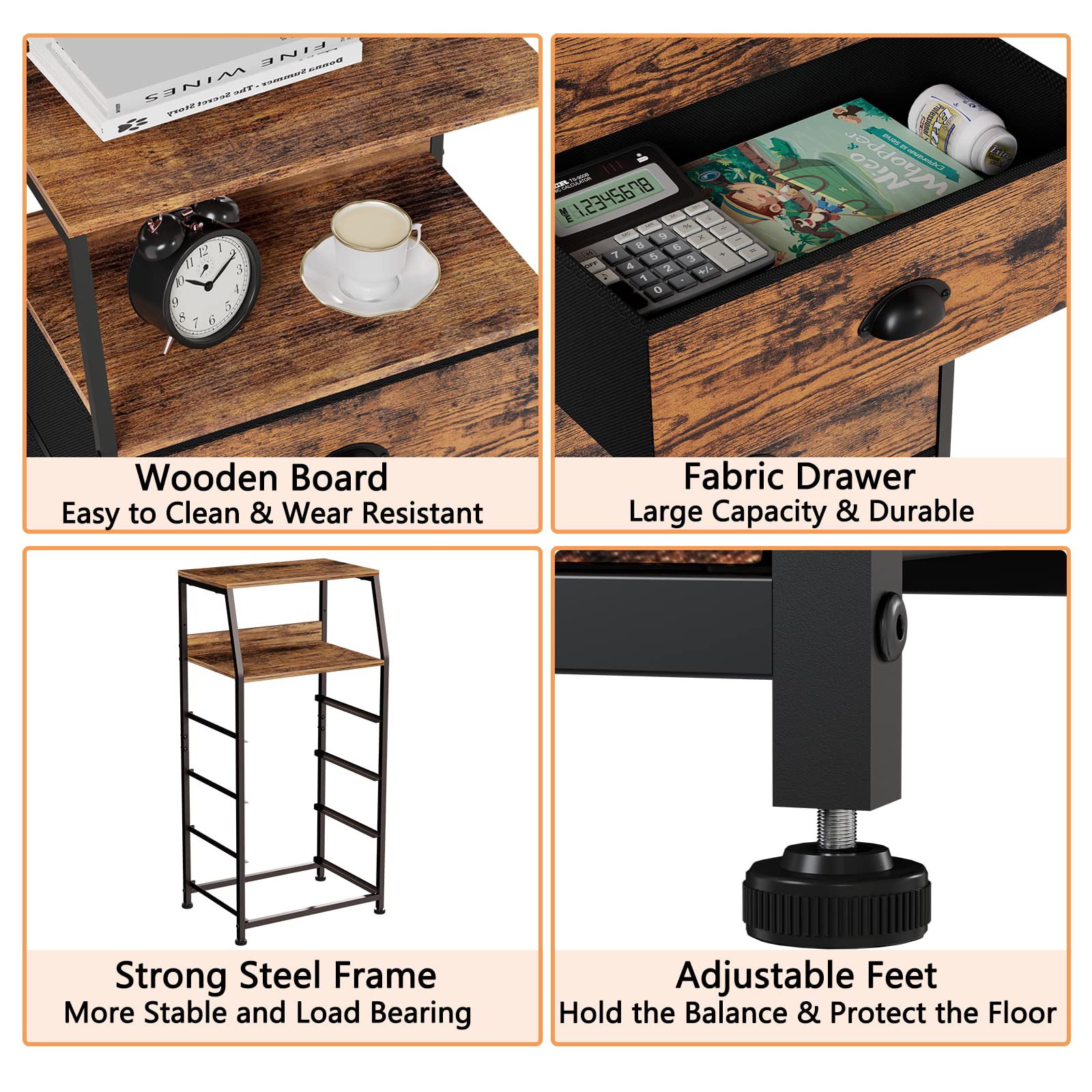 Comercio exterior personalizado meseta de cabecera estilo americano estilo rústico dormitorio tres estantes de almacenamiento sofá sala de estar estante de esquina