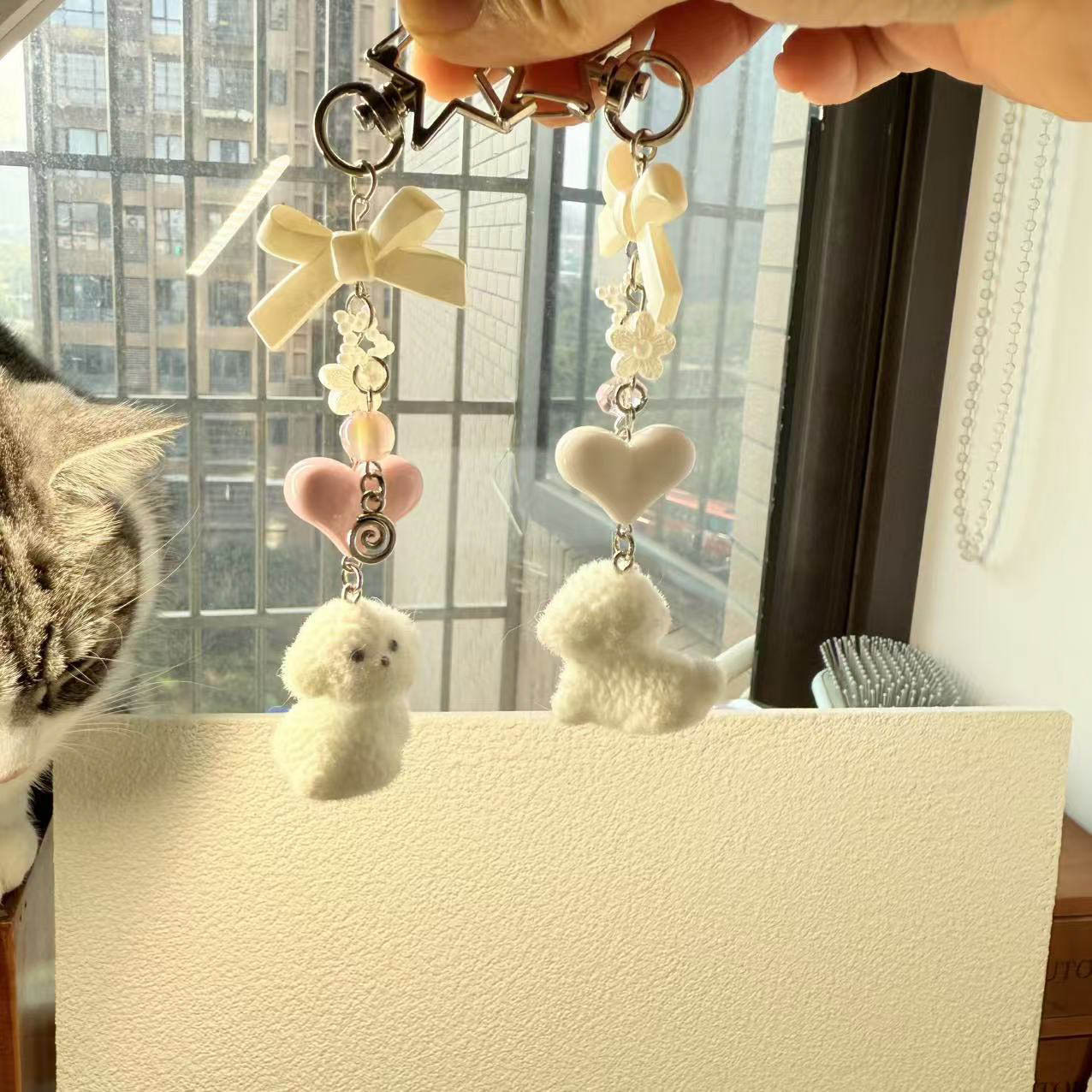 Cute Resin Animal Heart Shape Bow Knot Unisex Bag Pendant Keychain display picture 3