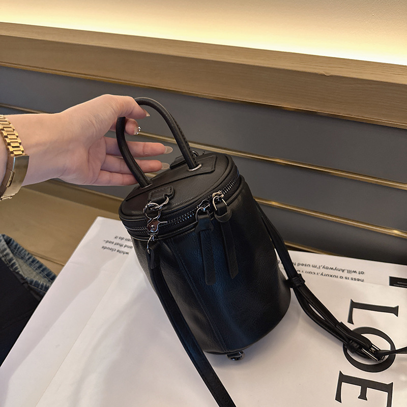 Texture foreign style Korean style handbag cylinder bag shoulder slung bucket round small bag women's bag mobile phone bag wallet