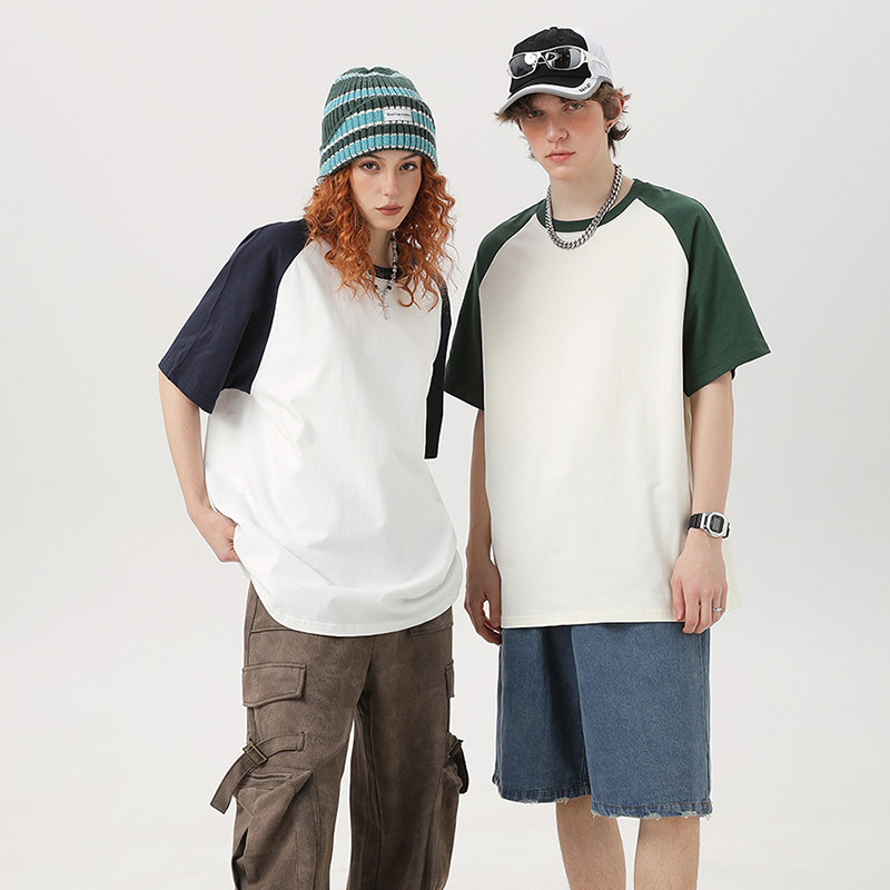 Comercio extranjero camiseta de manga corta de hombro suelta masculina de tamaño grande europeo y americano pareja camiseta de base casual