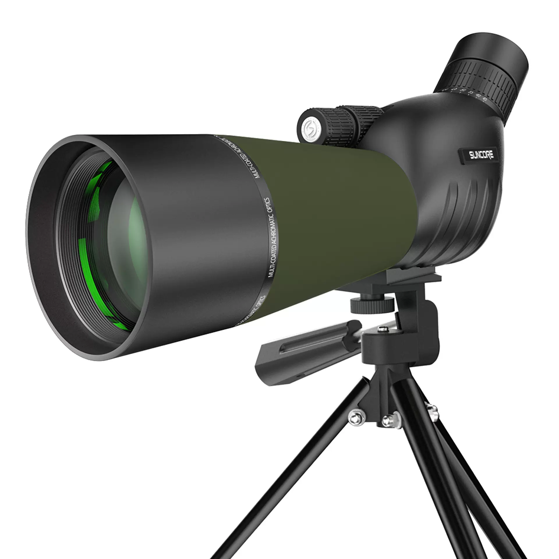 SUNCORE舜光 25-75x60悦目弯角观鸟镜 高清高倍绿色（三脚架现货