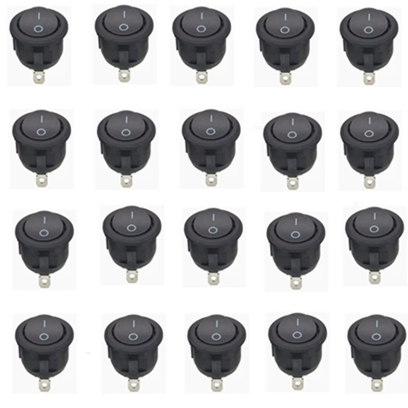 船型开关KCD1圆2脚开关2档翘板开关开孔20面板尺寸23