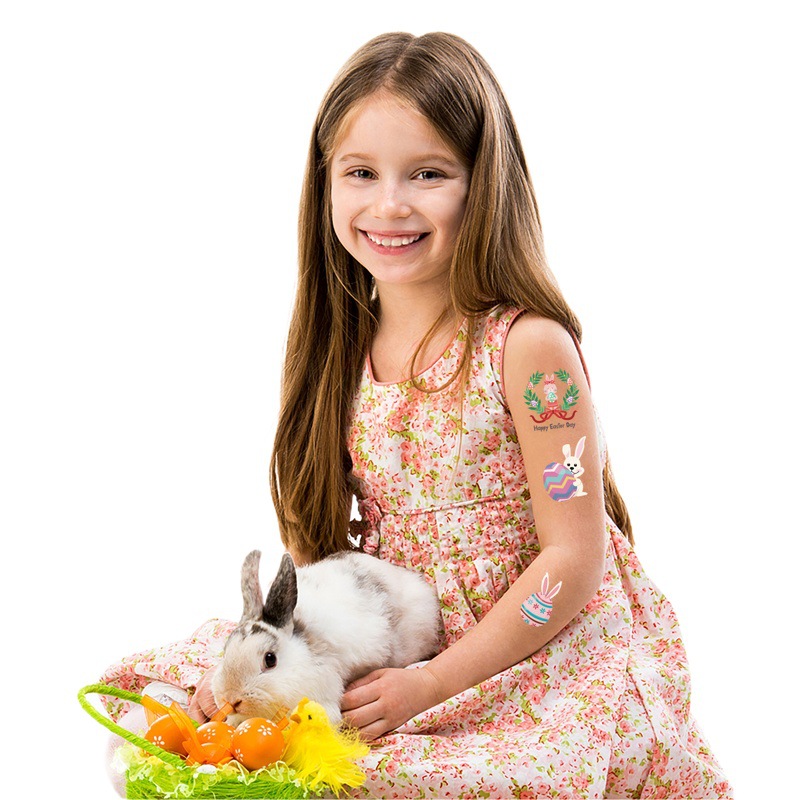 Tatuajes Temporales de Pascua para Niños Papel de Transferencia de Agua Decorativo para Pascua