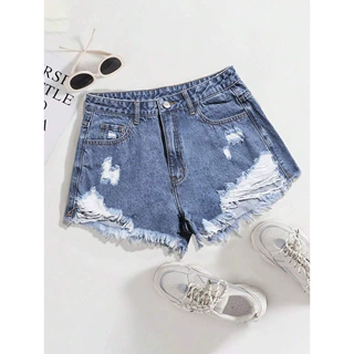 W 38234 Fringe Ripped Denim Shorts 流苏破洞牛仔短裤