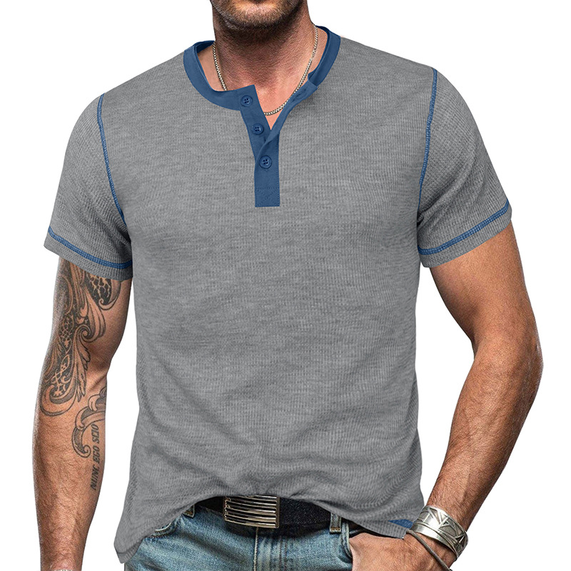 Men's Solid Color Patchwork T-shirt Men's Clothing display picture 13