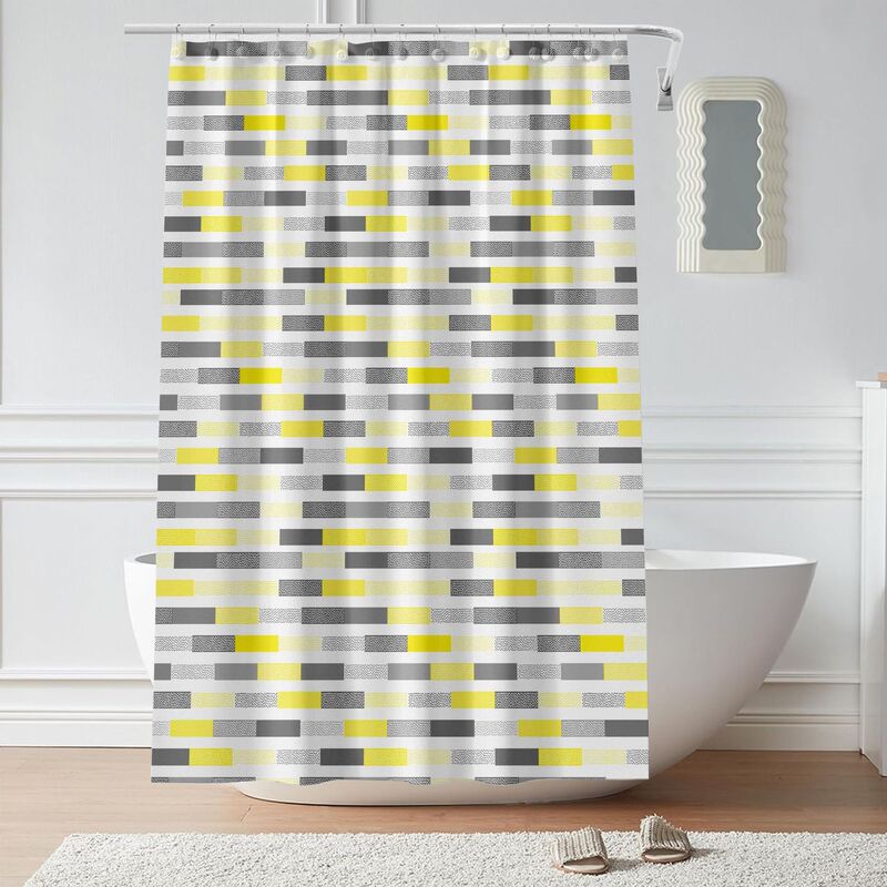 Geometric Stripe Yellow Shower Curtain PEVA Eco-friendly Shower Curtain Bedroom Living Room Gray Rod Curtain Kitchen Sliding Door Mesh Curtain Geometric Stripe Yellow Shower Curtain PEVA Eco-friendly Shower Curtain Bedroom Living Room Gray Rod Curtain Kitchen Sliding Door Mesh Curtain
