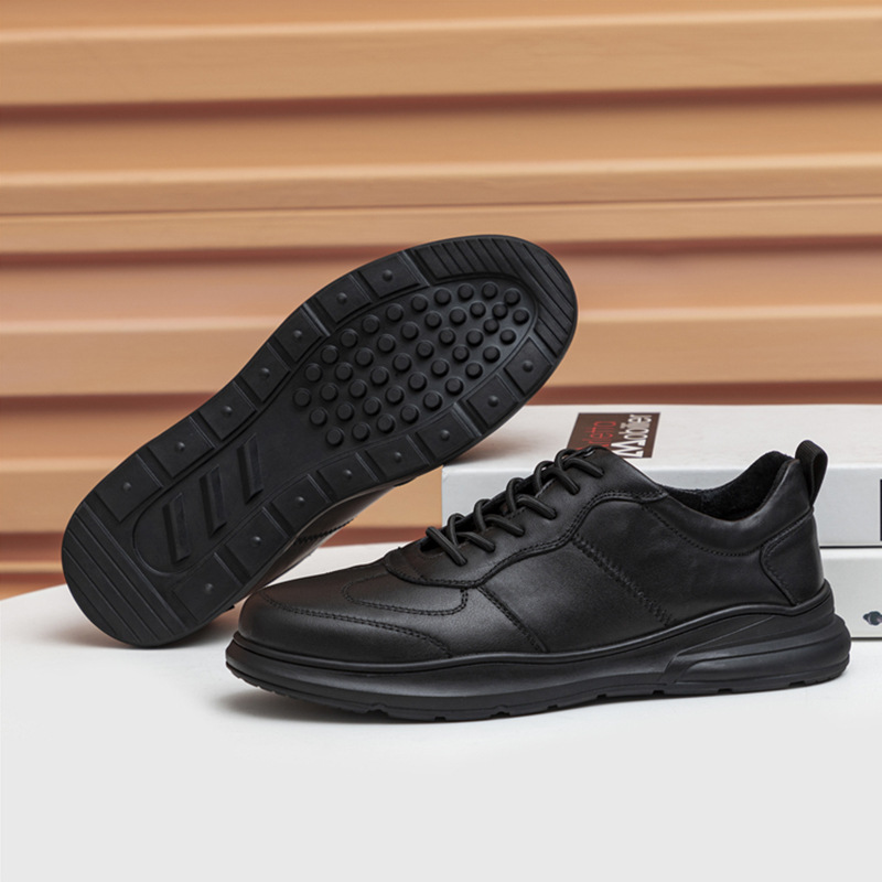 頭層牛皮男士休閒運動鞋潮流百搭皮鞋透氣舒適系帶皮鞋廠家批發