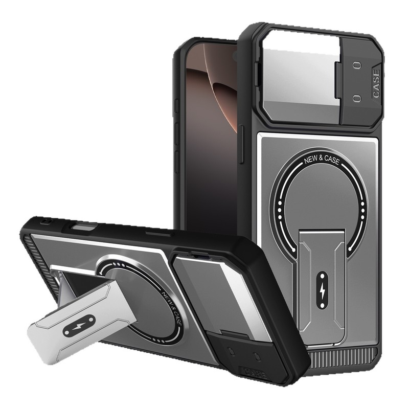 适用苹果17Promax机甲风肤感磁吸手机壳iPhone16双支架镜头保护壳|undefined