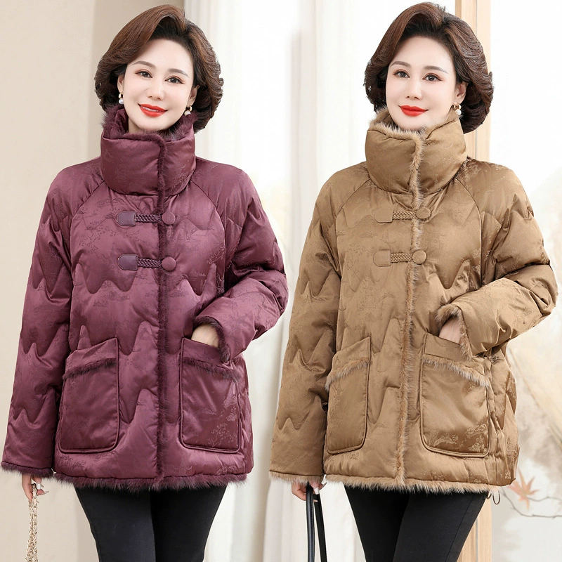 Люди среднего и пожилого возраста пуховик бабушки зимняя хлопковая куртка 50-летняя мама осень зима теплая куртка ретро высокого уровня
