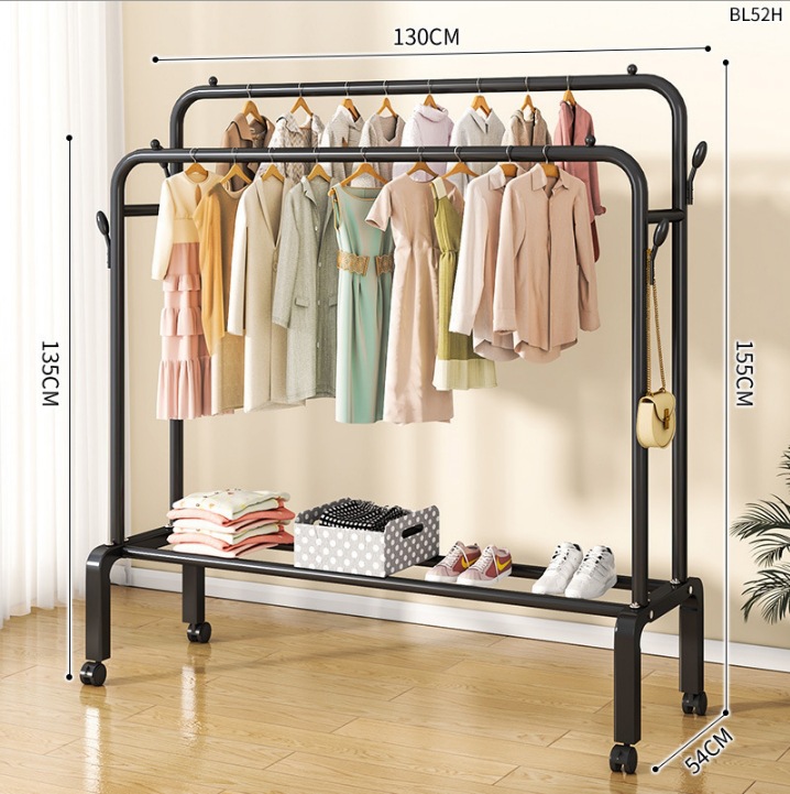 BL52H-wrought 아이언 코트 랙 더블 로드 싱글 레이어 휠 130