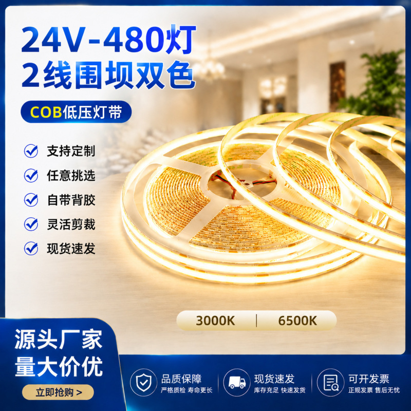 Cob Light Strip Dimmable Light Bar Self-Adhesive 24V 8mm Dual Color Temperature Smart Linear Light Indoor Decoration Wholesale from Zhongshan Cob Light Strip Dimmable Light Bar Self-Adhesive 24V 8mm Dual Color Temperature Smart Linear Light Indoor Decoration Wholesale from Zhongshan