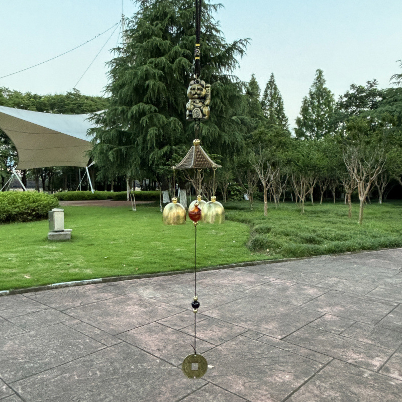 Campanella a vento in metallo a due strati in stile antico per cortile e giardino, suono di collisione di dopamina, decorazione da appendere in casa_voghion.com