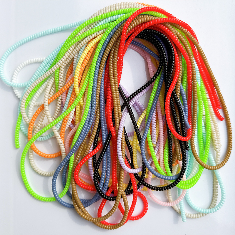 1.4 Cuerdas de protección de color sólido de 1,6 metros de cable de datos para línea de teléfono celular anti-ruptura cargador de cable de bobinado