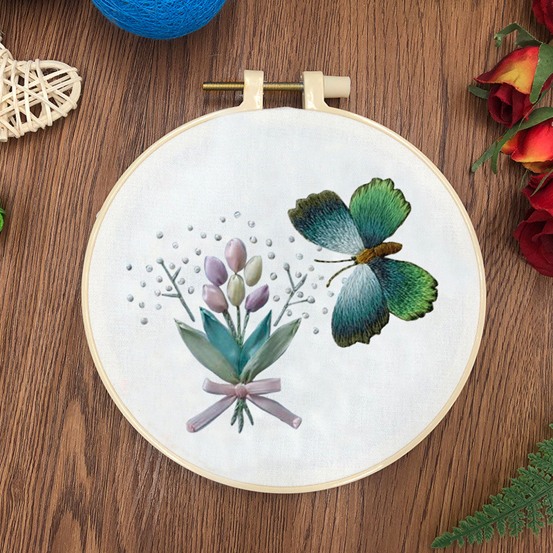 Original-Nuevo bordado DIY mariposa hecha a mano material de tela paquete kit creativo fabricante en stock con tutorial