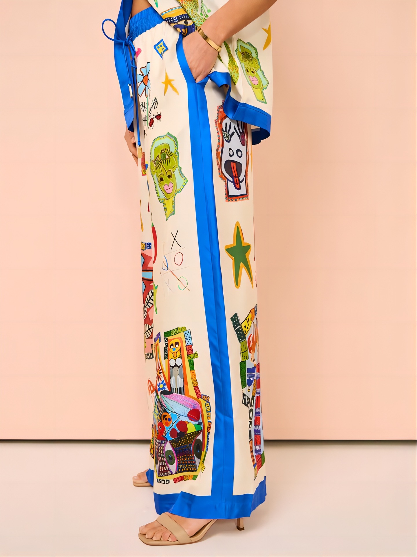 Summer, Spring, Autumn Season Women's Gender Holiday Women's Casual Graffiti Polyester Printing Pant Co-ord Set Pants Sets