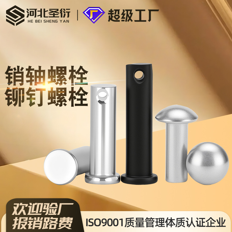 高强度平头带孔销轴 圆柱头实心定位销轴 高强度镀锌镀彩销轴