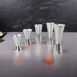 卷边不锈钢双头量酒器酒吧量酒器调酒量杯盎司杯吧台安士量杯批发