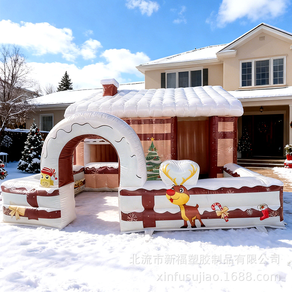 Gran casa de Navidad inflable con Lollipop decoración de patio exterior atmósfera de fiesta de Navidad exposición de eventos