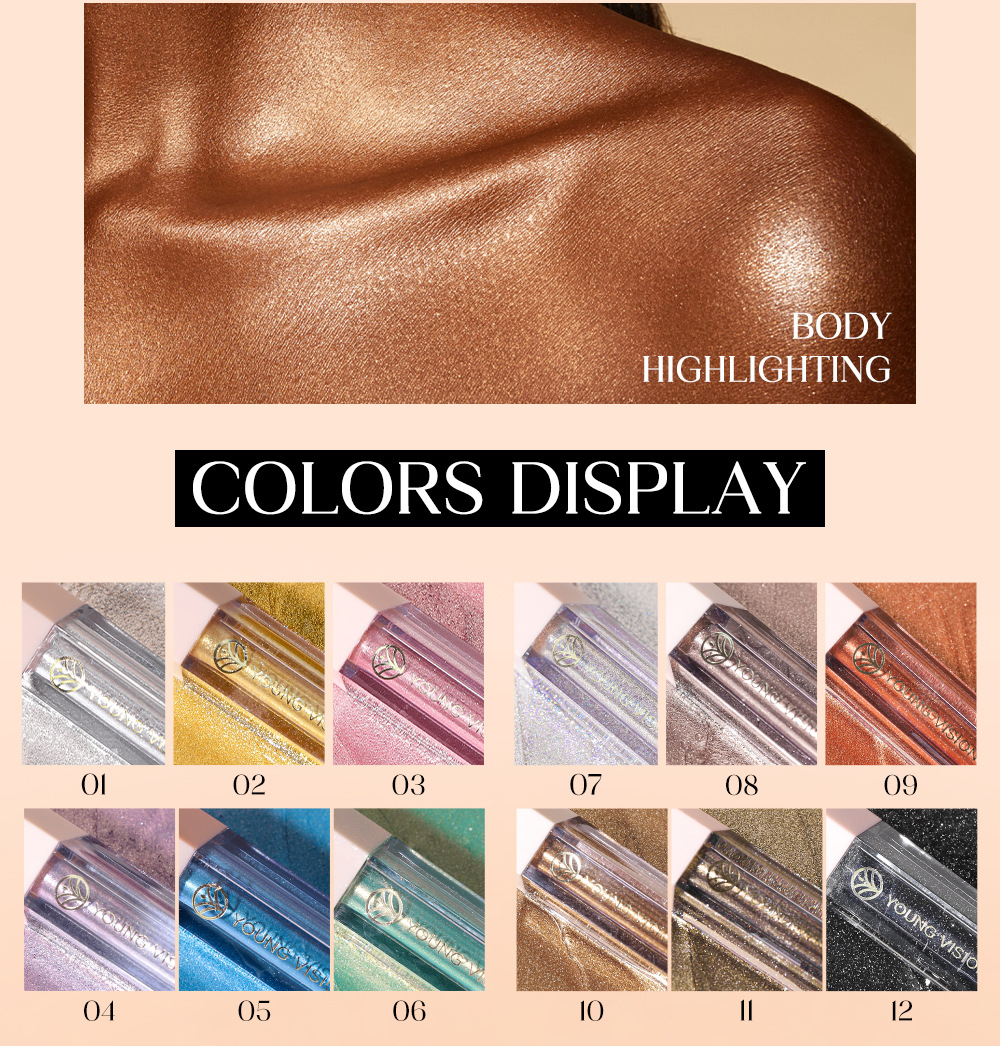 YOUNG VISION 12-color Sparkling and Dazzling Eyeshadow, Pearlescent, Polarized and matte Liquid Eyeshadow liquid Item Picture