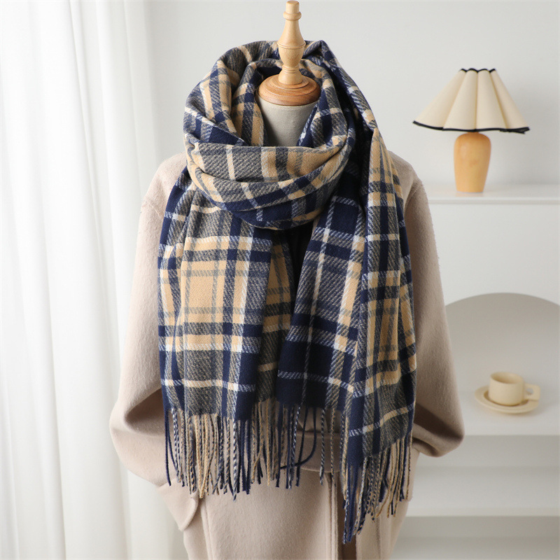 Fashion British Cashmere Plaid Warm Shawl Scarf Unisex Autumn and Winter Fashion All-match Tassel Scarf