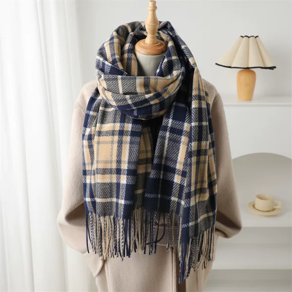 Fashion British Cashmere Plaid Warm Shawl Scarf Unisex Autumn and Winter Fashion All-match Tassel Scarf
