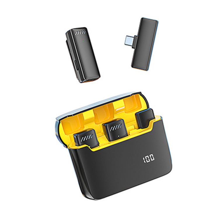 私模一拖二無線領夾麥克風充電倉數顯 S13短視頻直播收音降噪話筒