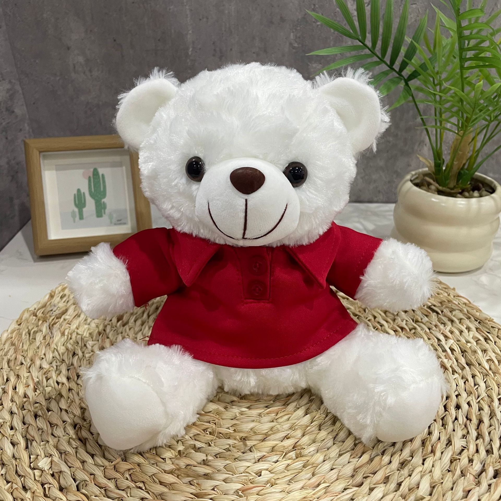 Teddy Bear se puede imprimir LOGO evento de vacaciones muñeca regalo para el hogar adornos de escritorio abrazar juguetes de peluche