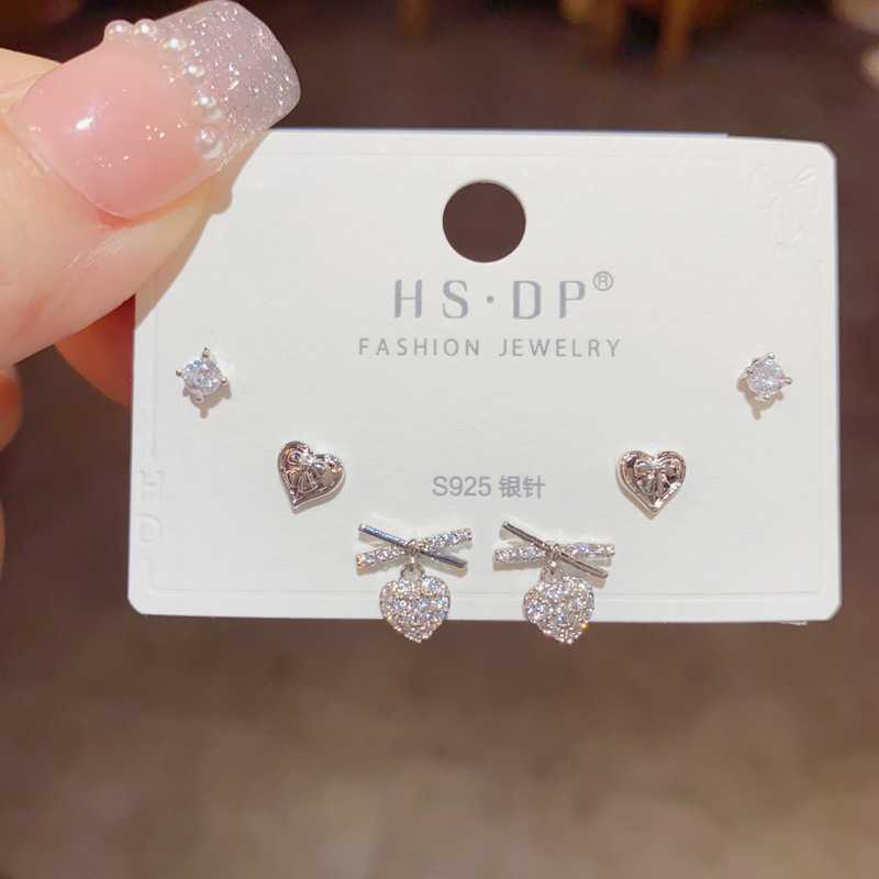 Copper Material Heart Shape Pattern Women's Gender 1 Set Simple Style Shiny Heart Shape Copper 14K Gold Plated Drop Earrings Ear Studs