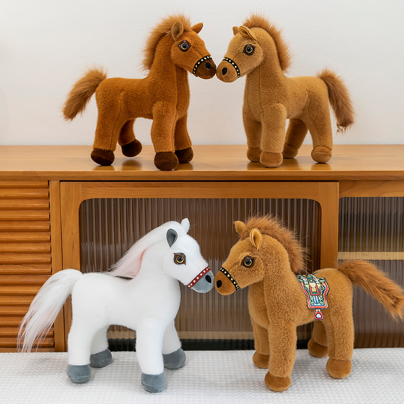 Cute simulación de caballo sudor muñeca de peluche muñeca de tela de caballo de miles de muñecas de zoo