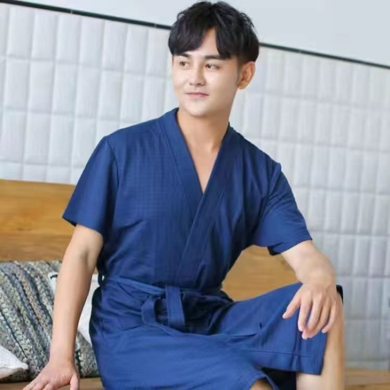 縁億春秋薄着ゆったり男女浴衣ホテル美容院バスローブ春夏朝着カップルパジャマ|undefined