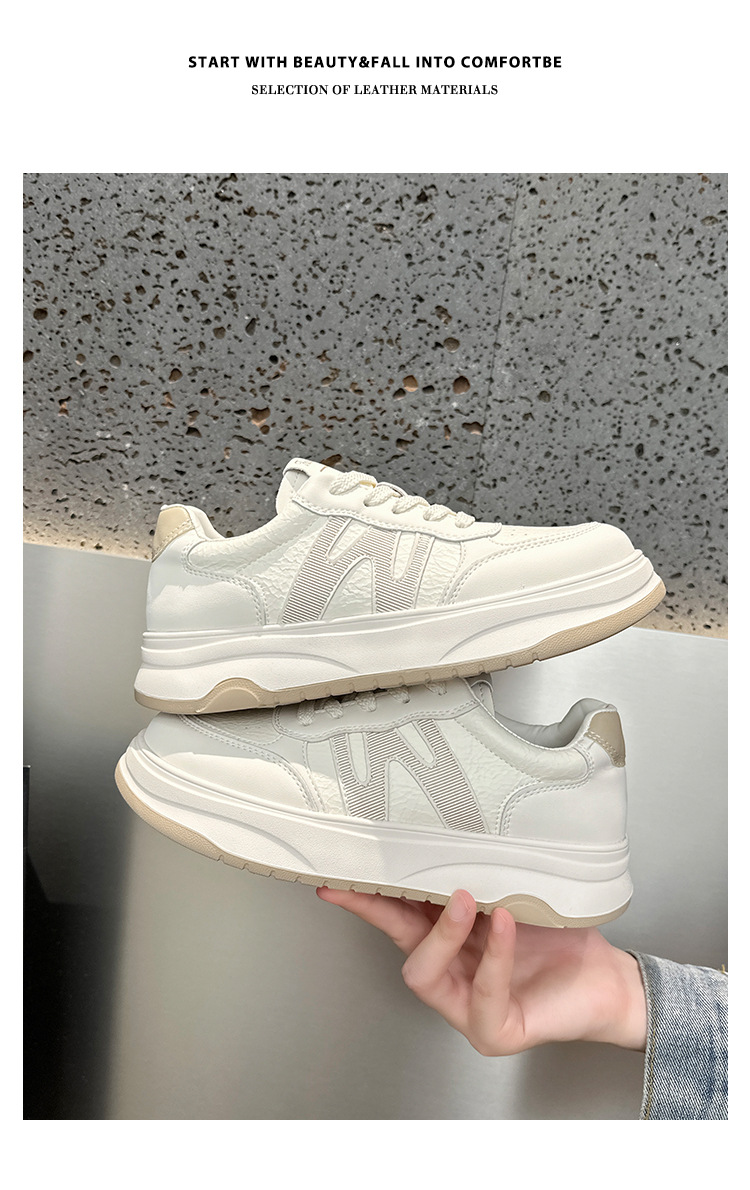 High-end Women's White Sneakers, New Autumn 2026 Trendy Internet Celebrity Versatile Thick-soled Platform Popular_vogvips.com