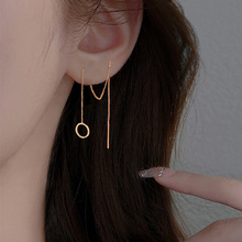 欧美时尚新品配饰时尚长款个性创意百搭金属耳线圆圈耳环